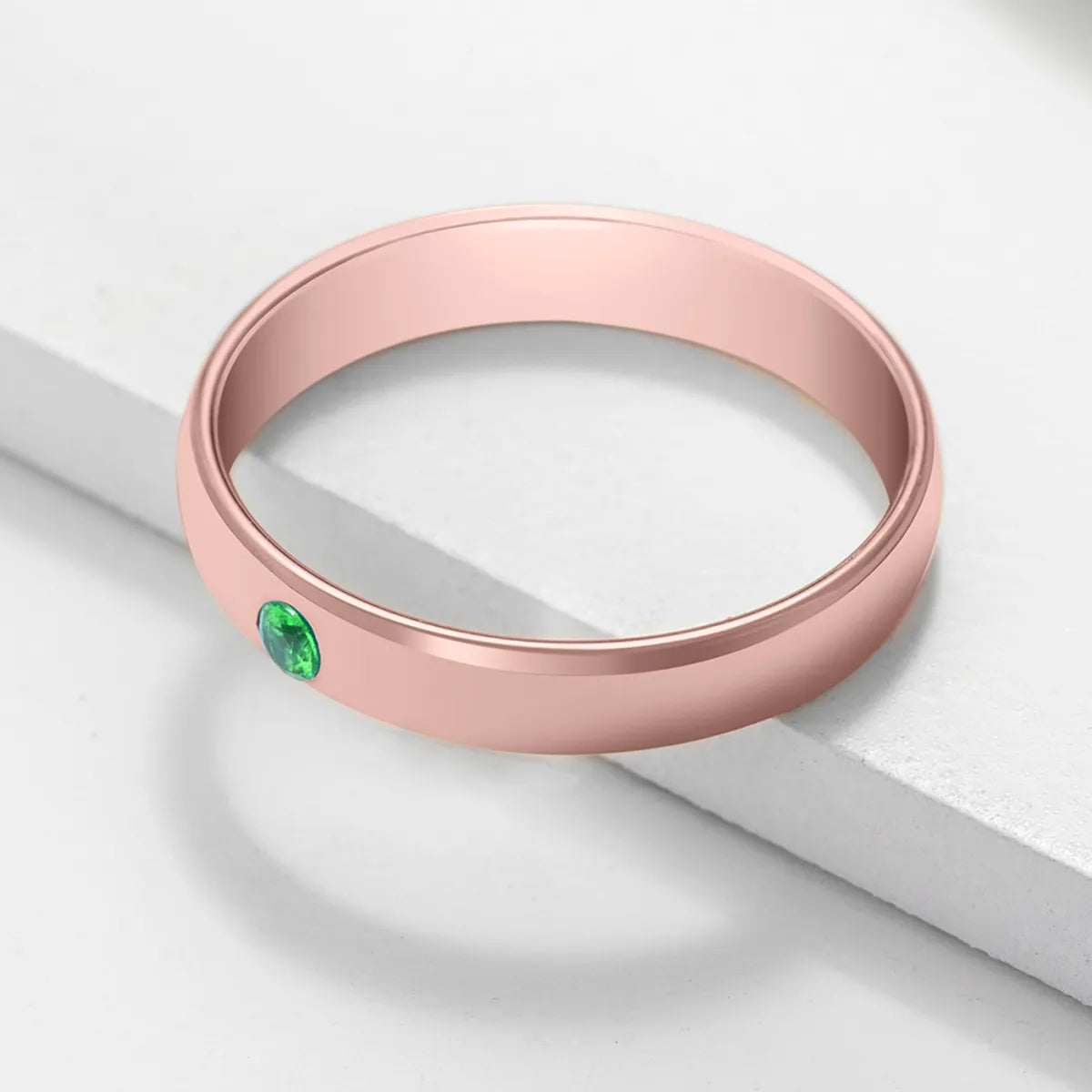 Stainless Steel Simple Style Round Polishing Plating Inlay Birthstone Rings