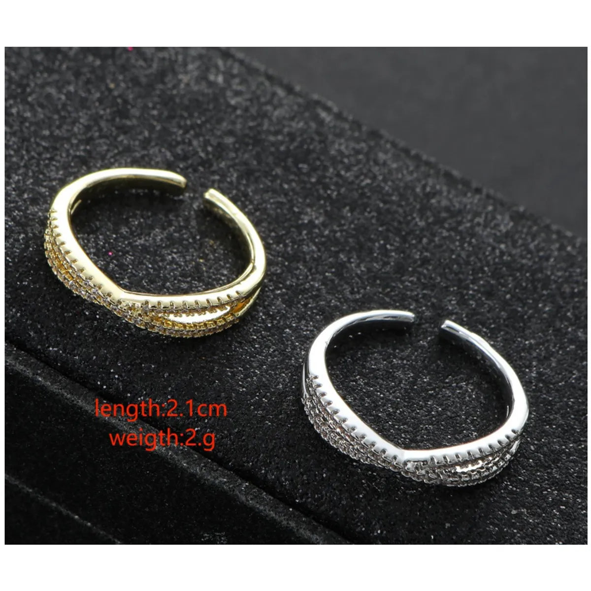 Stainless Steel Simple Style Shiny Solid Color Inlay Zircon Open Rings