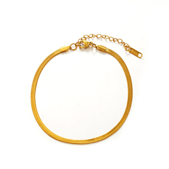 Stainless Steel Simple Style Snake Bone Anklet With Letters Numbers Text Pattern For Women