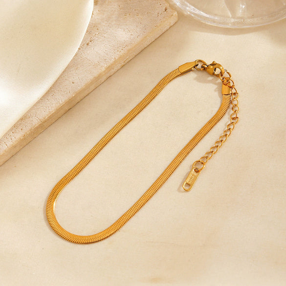 Stainless Steel Simple Style Snake Bone Anklet With Letters Numbers Text Pattern For Women