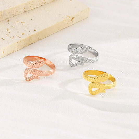 Stainless Steel Simple Style Snake Open Rings