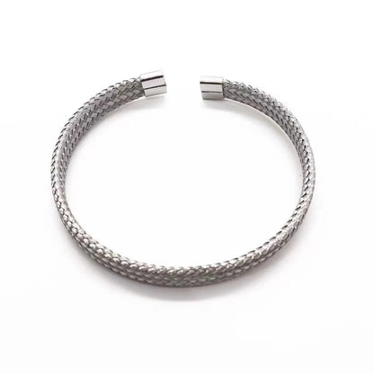 Stainless Steel Simple Style Solid Color Braid Bangle