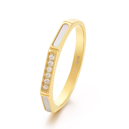 Stainless Steel Simple Style Solid Color Inlay Zircon Rings