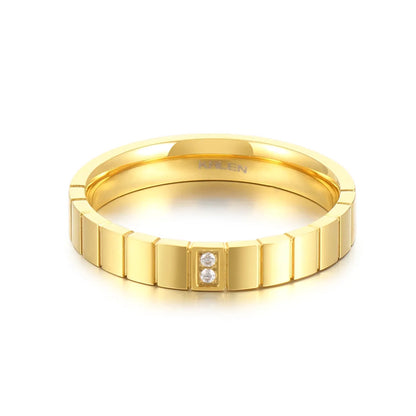 Stainless Steel Simple Style Solid Color Inlay Zircon Rings