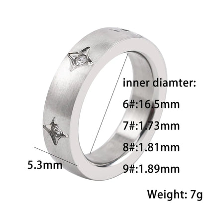 Stainless Steel Simple Style Star Polishing Inlay Rhinestones Rings