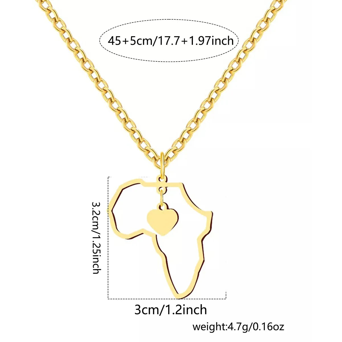 Stainless Steel Simple Style Streetwear Map Heart Shape Asymmetrical Hollow Out Pendant Necklace