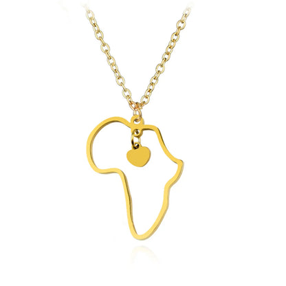 Stainless Steel Simple Style Streetwear Map Heart Shape Asymmetrical Hollow Out Pendant Necklace