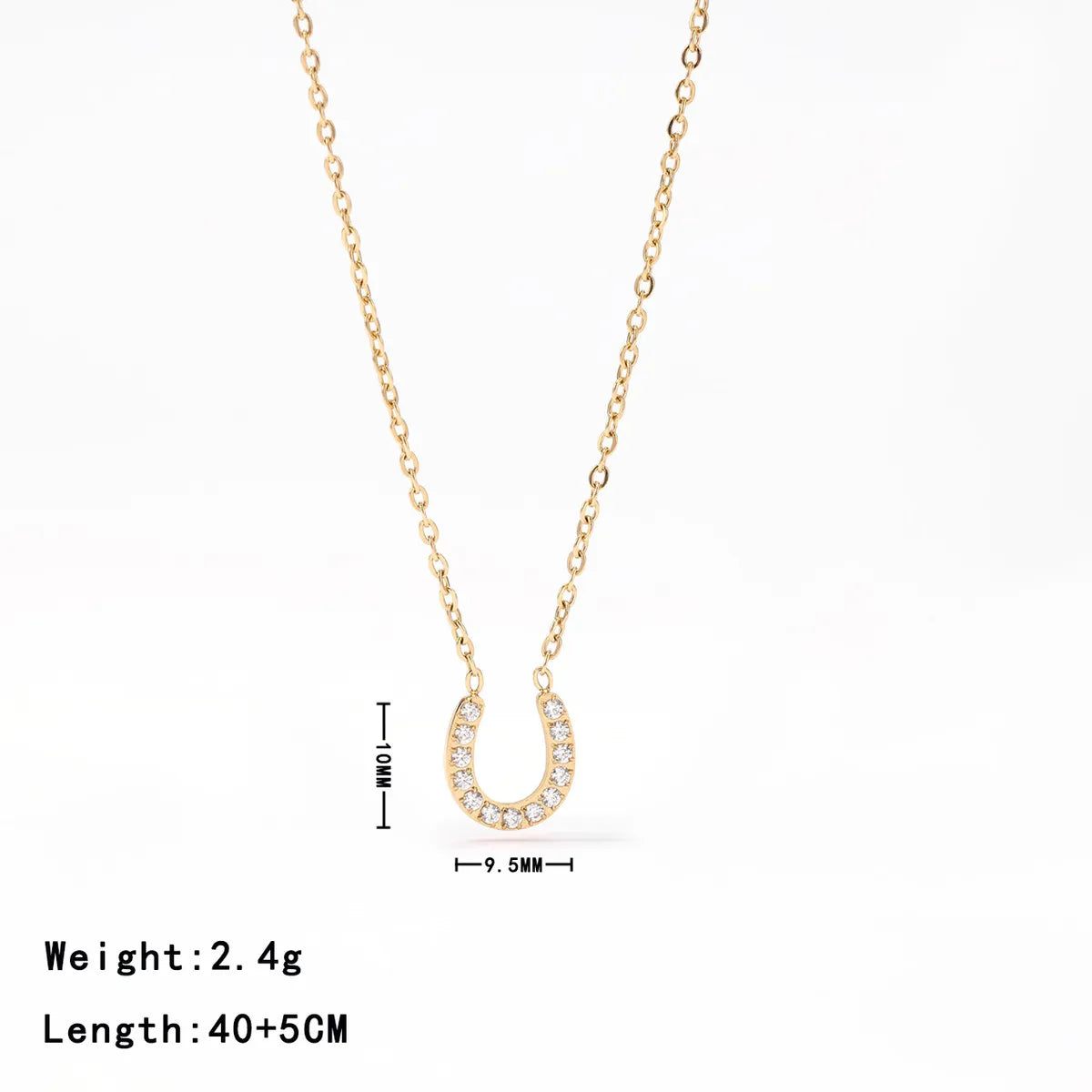 Stainless Steel Simple Style U Shape Plating Inlay Zircon Necklace