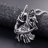 Stainless Steel Skull Sickle Pendant Cast Metal Belief Style Jewelry Necklace Charm For Men And Women