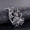 Stainless Steel Skull Sickle Pendant Cast Metal Belief Style Jewelry Necklace Charm For Men And Women