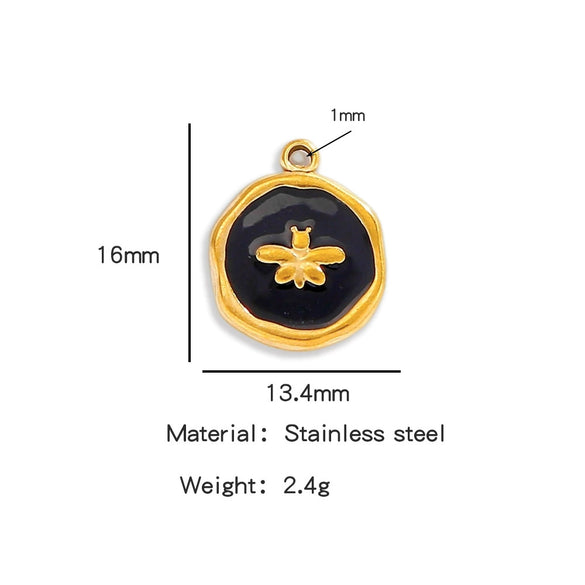 Stainless Steel Small Animal Bee Jewelry Accessories Dripping Oil Bracelet Necklace Earrings Pendant