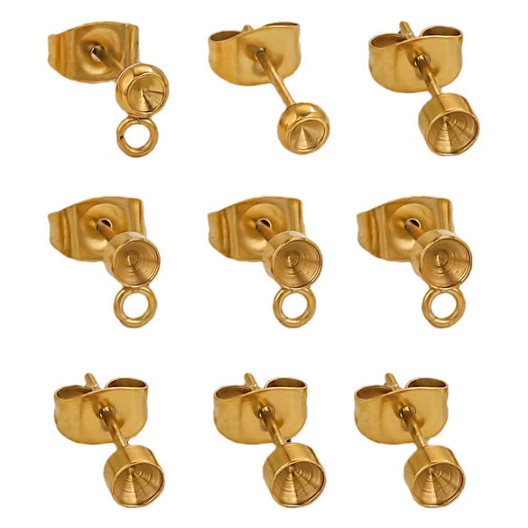 Stainless Steel Small Cute Hanging Earrings Diy Handmade Accessories Vacuum Electroplated