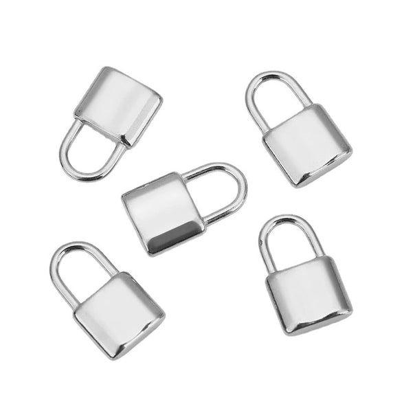 Stainless Steel Small Lock Pendant Concave Pattern Electroplated Clavicle Chain Jewelry Accessories