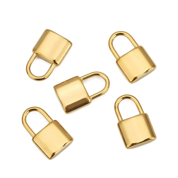 Stainless Steel Small Lock Pendant Concave Pattern Electroplated Clavicle Chain Jewelry Accessories