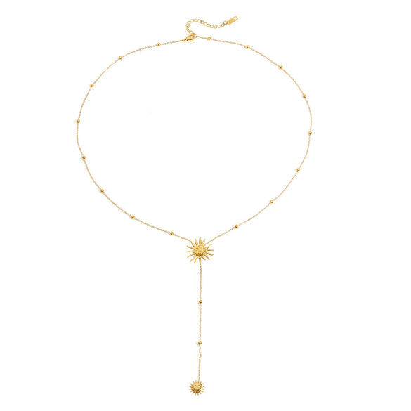 Stainless Steel Smiley Face Sun Pendant Yshaped Ball Chain Electroplated Light Luxury Minimalist Women's Jewelry