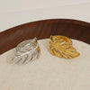 Stainless Steel Smooth Leaf Shape Opening Ring With Pvd Plating