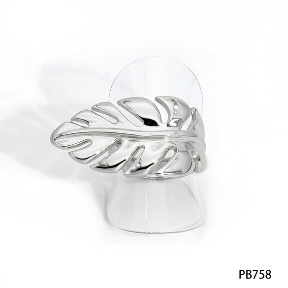 Stainless Steel Smooth Leaf Shape Opening Ring With Pvd Plating