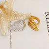 Stainless Steel Smooth Leaf Shape Opening Ring With Pvd Plating