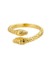 Stainless Steel Snake Animal Exaggerated Gothic Punk Style Electroplated Open Ring Jewelry