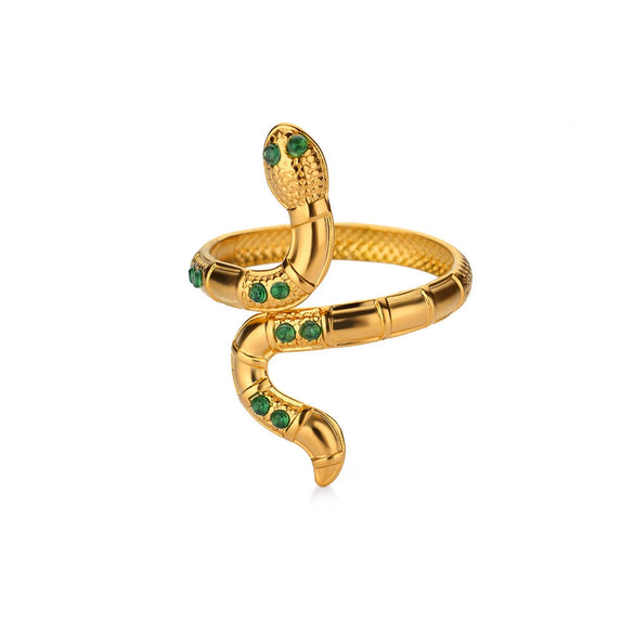Stainless Steel Snake Animal Exaggerated Gothic Punk Style Electroplated Open Ring Jewelry