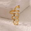 Stainless Steel Snake Animal Exaggerated Gothic Punk Style Electroplated Open Ring Jewelry