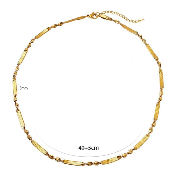 Stainless Steel Snake Bone Chain Geometric Minimalist Electroplating Design