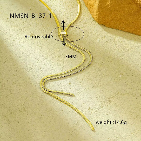 Stainless Steel Snake Bone Tassel Necklace Electroplated Fashion Style For Women