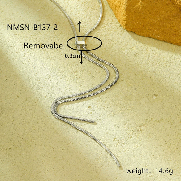 Stainless Steel Snake Bone Tassel Necklace Electroplated Fashion Style For Women