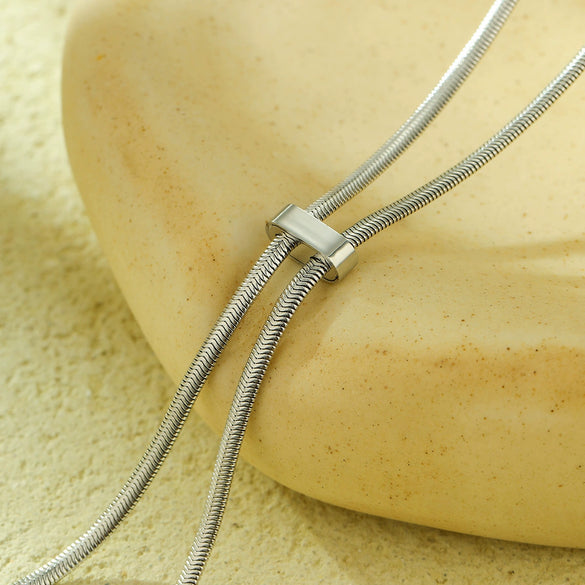 Stainless Steel Snake Bone Tassel Necklace Electroplated Fashion Style For Women