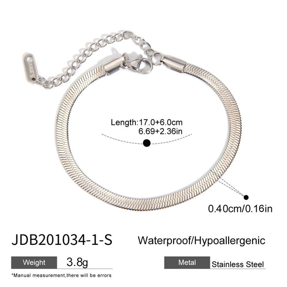 Stainless Steel Snake Flat Chain Bracelet Jewelry