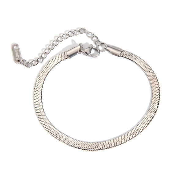 Stainless Steel Snake Flat Chain Bracelet Jewelry