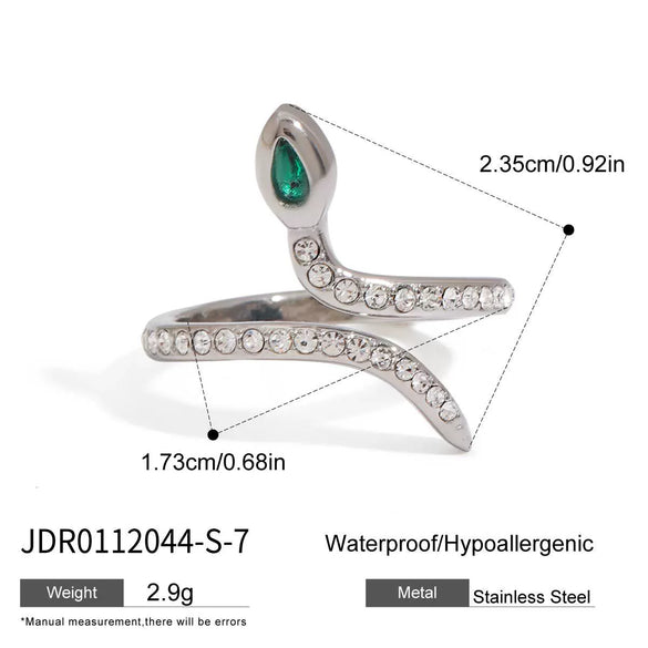 Stainless Steel Snake Geometric Ring Jewelry Electroplated With Gold And Set With Zircon