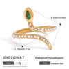 Stainless Steel Snake Geometric Ring Jewelry Electroplated With Gold And Set With Zircon