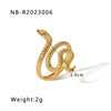 Stainless Steel Snake Shaped Geometric Ring For Women With Vacuum Electroplated 18K Gold Finish