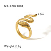 Stainless Steel Snake Shaped Geometric Ring For Women With Vacuum Electroplated 18K Gold Finish