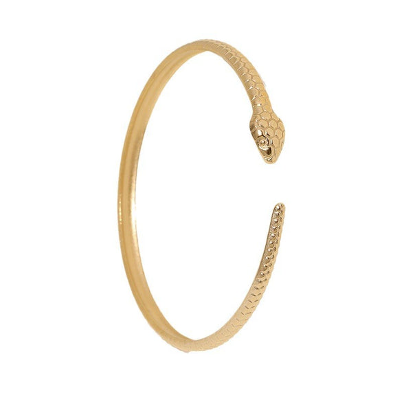 Stainless Steel Snake Shaped Open Adjustable Creative Street Bracelet With Electroplating