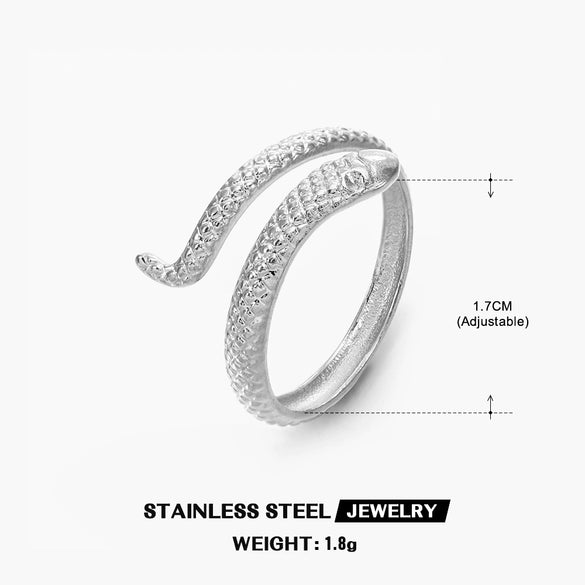 Stainless Steel Snake Zodiac Ring For Women With 18K Real Gold Electroplated