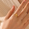 Stainless Steel Snake Zodiac Ring For Women With 18K Real Gold Electroplated