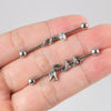 Stainless Steel Snakeshaped Barbell Earrings With Animal Zodiac Style And Electroplating Treatment