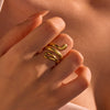 Stainless Steel Snakeshaped Women's Light Luxury Ring Electroplated
