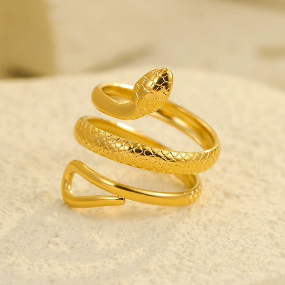 Stainless Steel Snakeshaped Women's Light Luxury Ring Electroplated