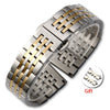 Stainless Steel Solid Seven Bead Watch Strap Replacement Bracelet With Curved End Locking Clasp Natural Style
