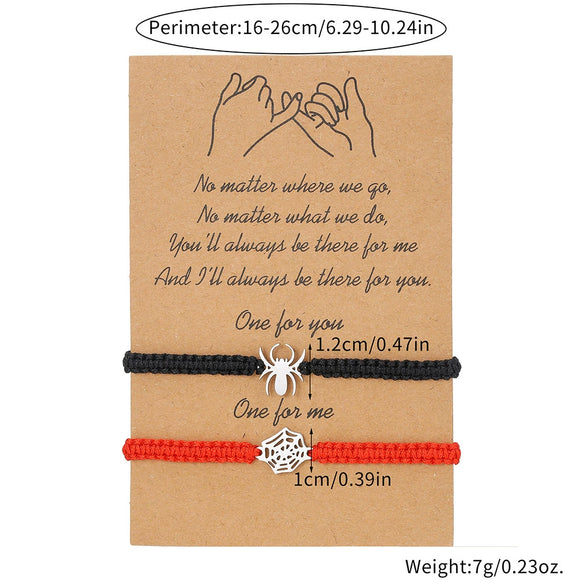 Stainless Steel Spider Animal Zodiac Braided Friendship Couple Bracelet Polish Fashion Style