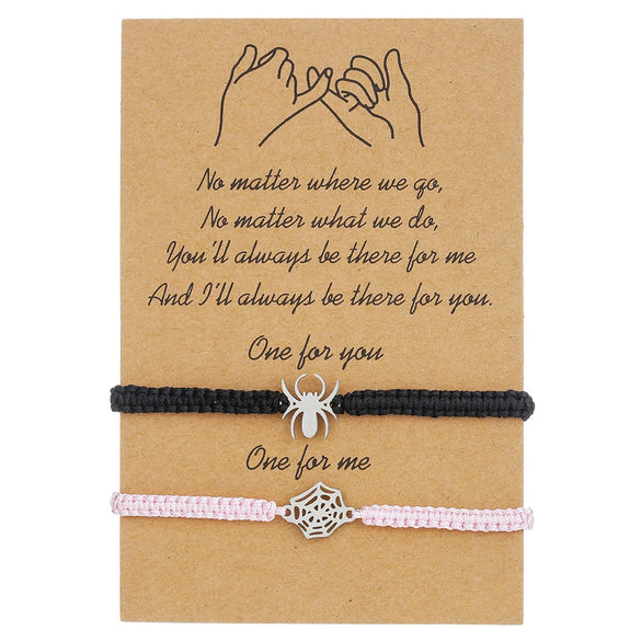 Stainless Steel Spider Animal Zodiac Braided Friendship Couple Bracelet Polish Fashion Style