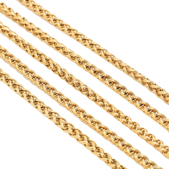 Stainless Steel Spiral Hip Hop Jewelry Accessories Chain Necklace Bracelet Foot Chain With Electroplating