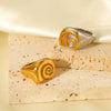 Stainless Steel Spiral Women's Ring Geometric Style Electroplated