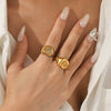 Stainless Steel Spiral Women's Ring Geometric Style Electroplated