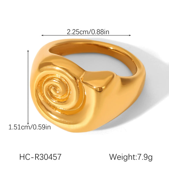 Stainless Steel Spiral Women's Ring Geometric Style Electroplated