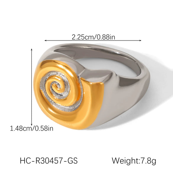 Stainless Steel Spiral Women's Ring Geometric Style Electroplated