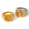 Stainless Steel Spiral Women's Ring Geometric Style Electroplated